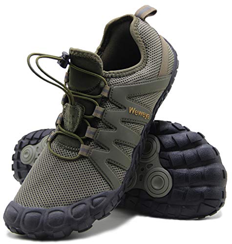 Weweya Barefoot Chaussures de Course minimalistes pour Homme, (Vert Militaire),