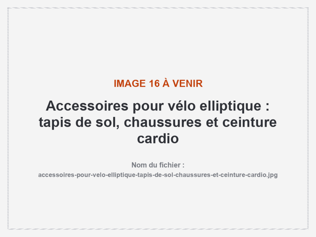 Accessoires pour vélo elliptique : tapis de sol, chaussures et ceinture cardio
