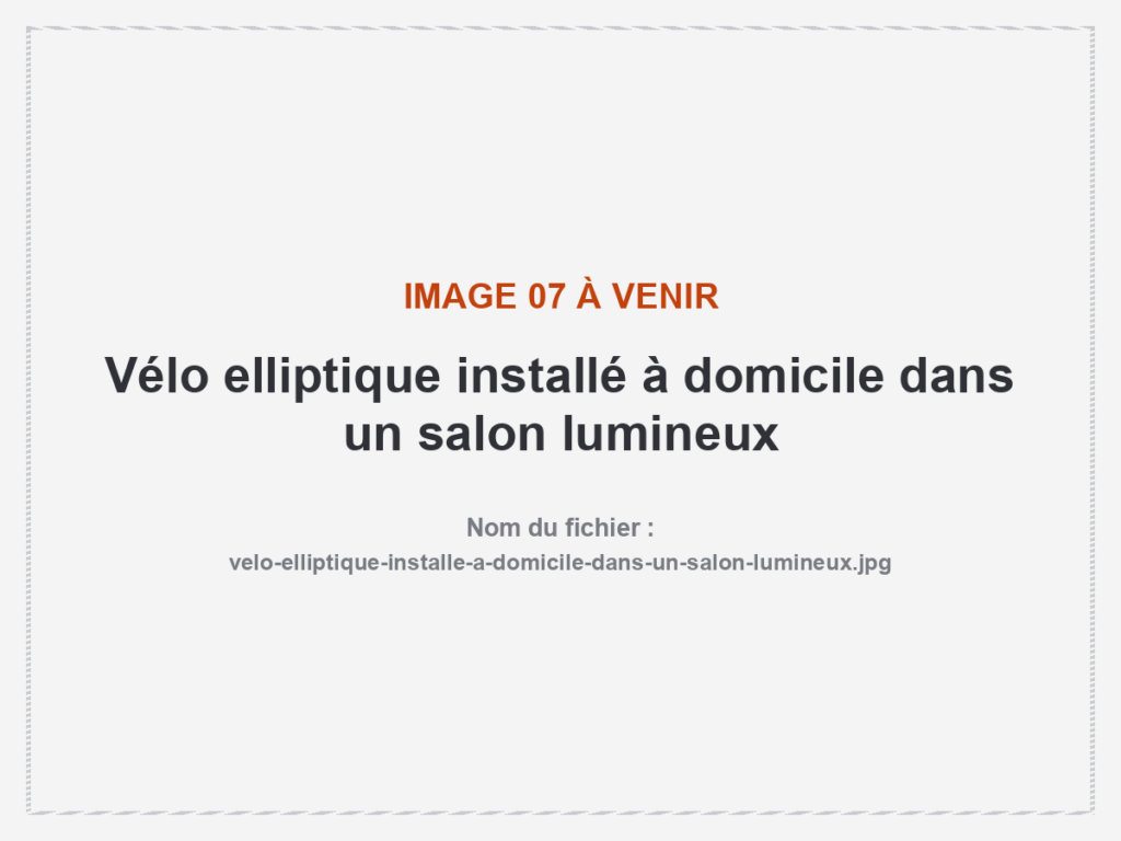 Vélo elliptique installé à domicile dans un salon lumineux